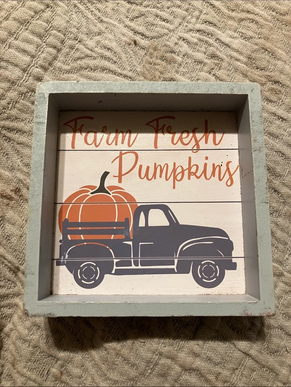 Farm Fresh Pumpkins Wall Art - Orange and Blue Rustic Sign